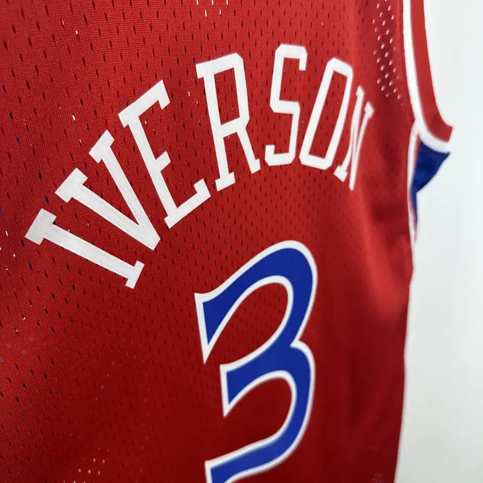 Foto 2 de MN camiseta retro de termopresión SW: 76ers temporada 96/97 novato roja nº 3 Iverson