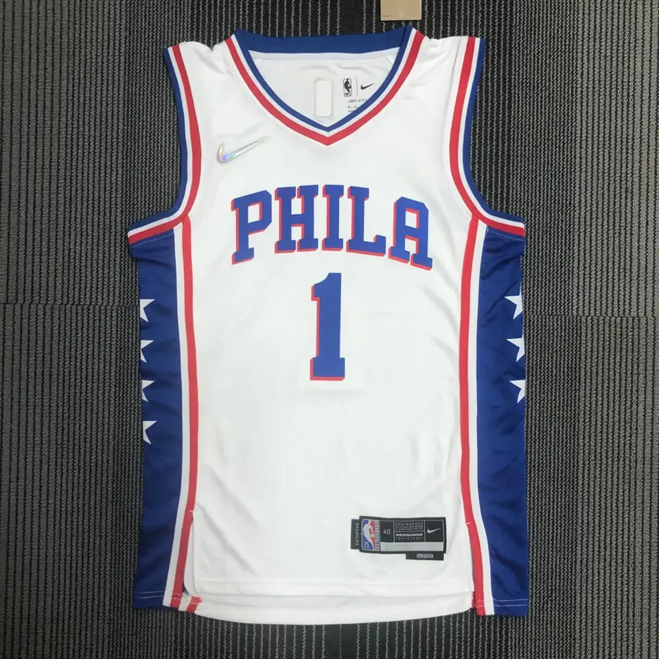 Foto 1 de 75.º aniversario Philadelphia 76ers blanco de cuello en V n.º 1 James Harden