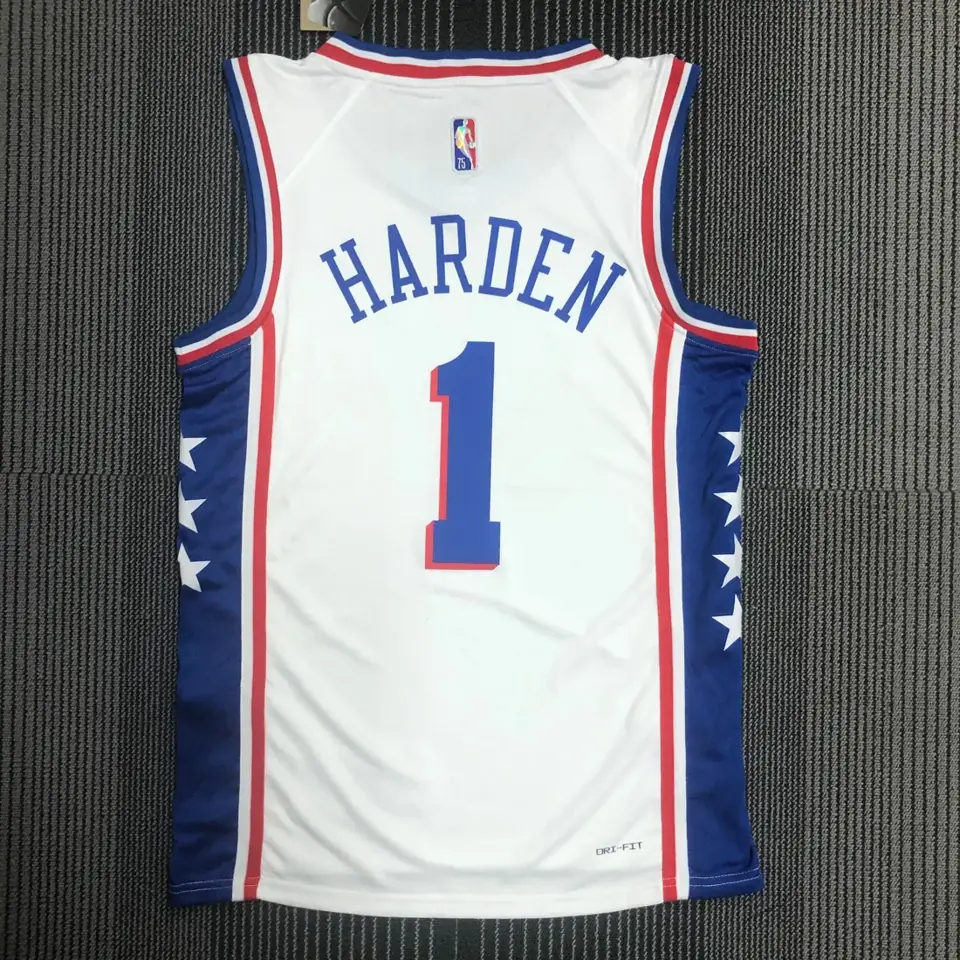 Foto 2 de 75.º aniversario Philadelphia 76ers blanco de cuello en V n.º 1 James Harden