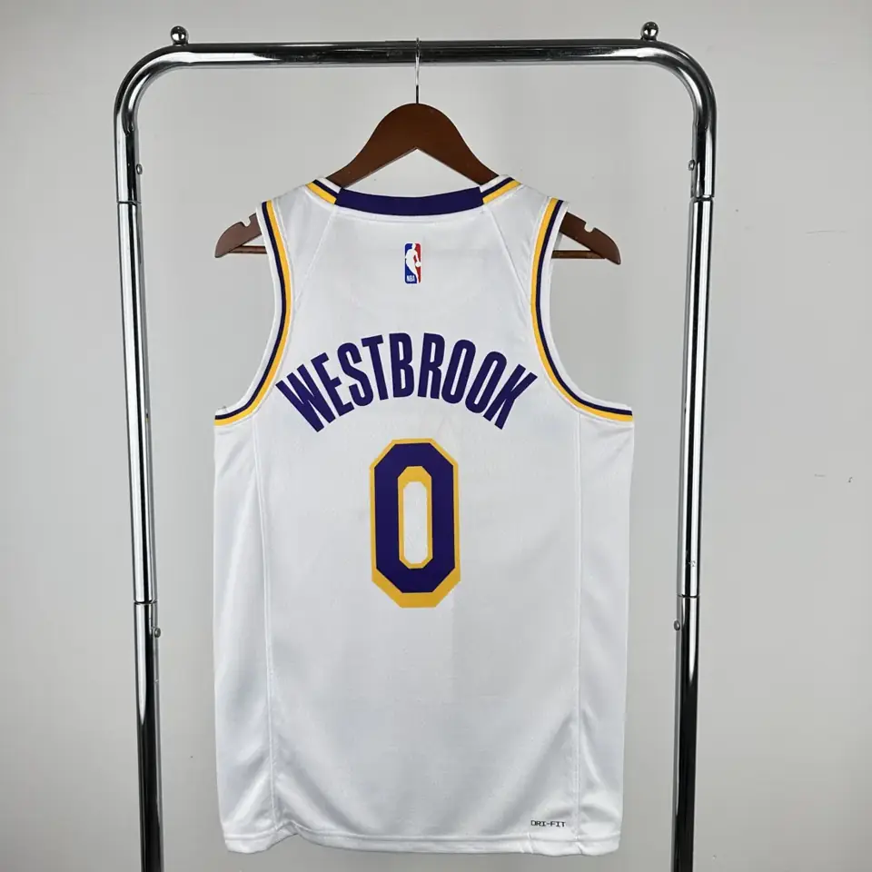 Foto 2 de Temporada 23 Lakers de Los Ángeles cuello redondo blanco número 0 Westbrook