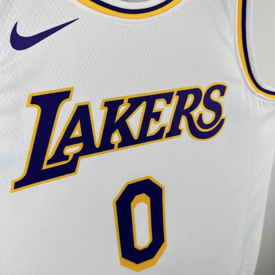 Foto 3 de Temporada 23 Lakers de Los Ángeles cuello redondo blanco número 0 Westbrook