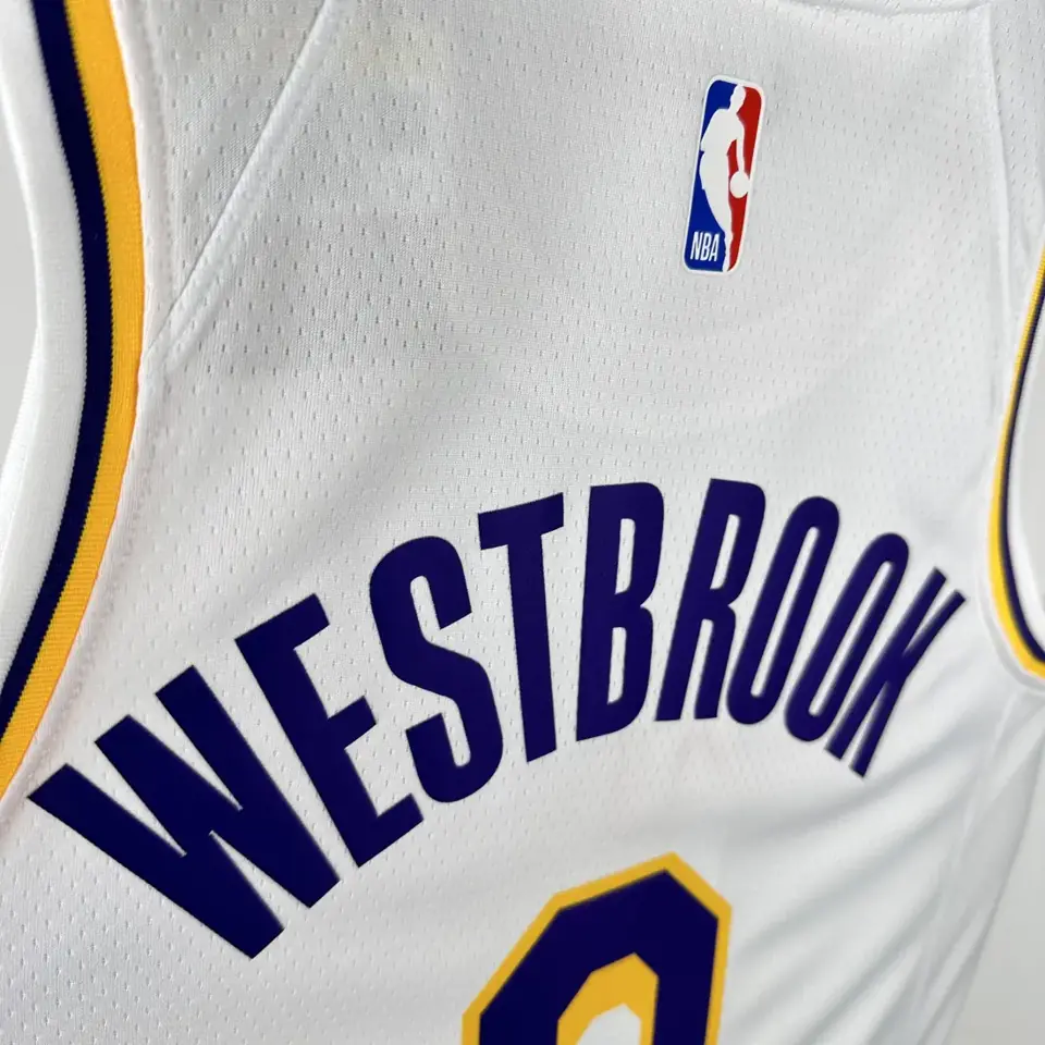 Foto 8 de Temporada 23 Lakers de Los Ángeles cuello redondo blanco número 0 Westbrook