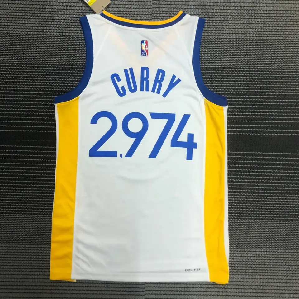 Foto 1 de 75.º aniversario Warriors cuello en V blanco 2974 Curry