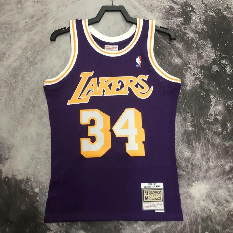 Foto 3 de Camiseta retro MN de termopresión: SW de los Lakers, temporada 96/97, cuello redondo, morada, nº 34 O'Neal