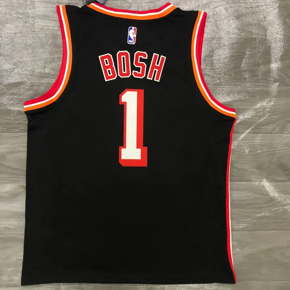 Foto 2 de Temporada 18 Miami Heat Noche Retro negro número 1 Chris Bosh