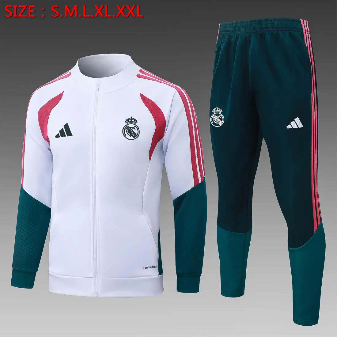 Foto 1 de A26044# 2627 cremallera larga Real Madrid blanco (detalles fucsia) - Real Madrid
