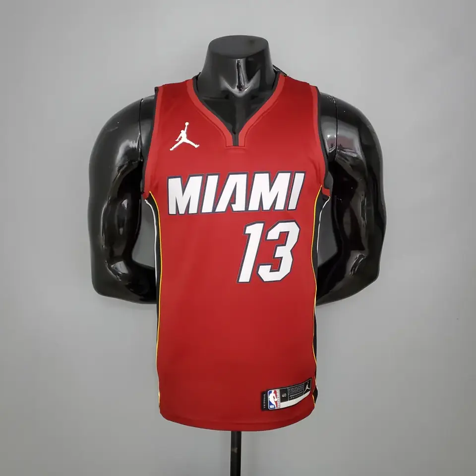 Foto 3 de Temporada 21 Miami Heat temática Jordan, cuello en V, granate, nº 13 Adebayo
