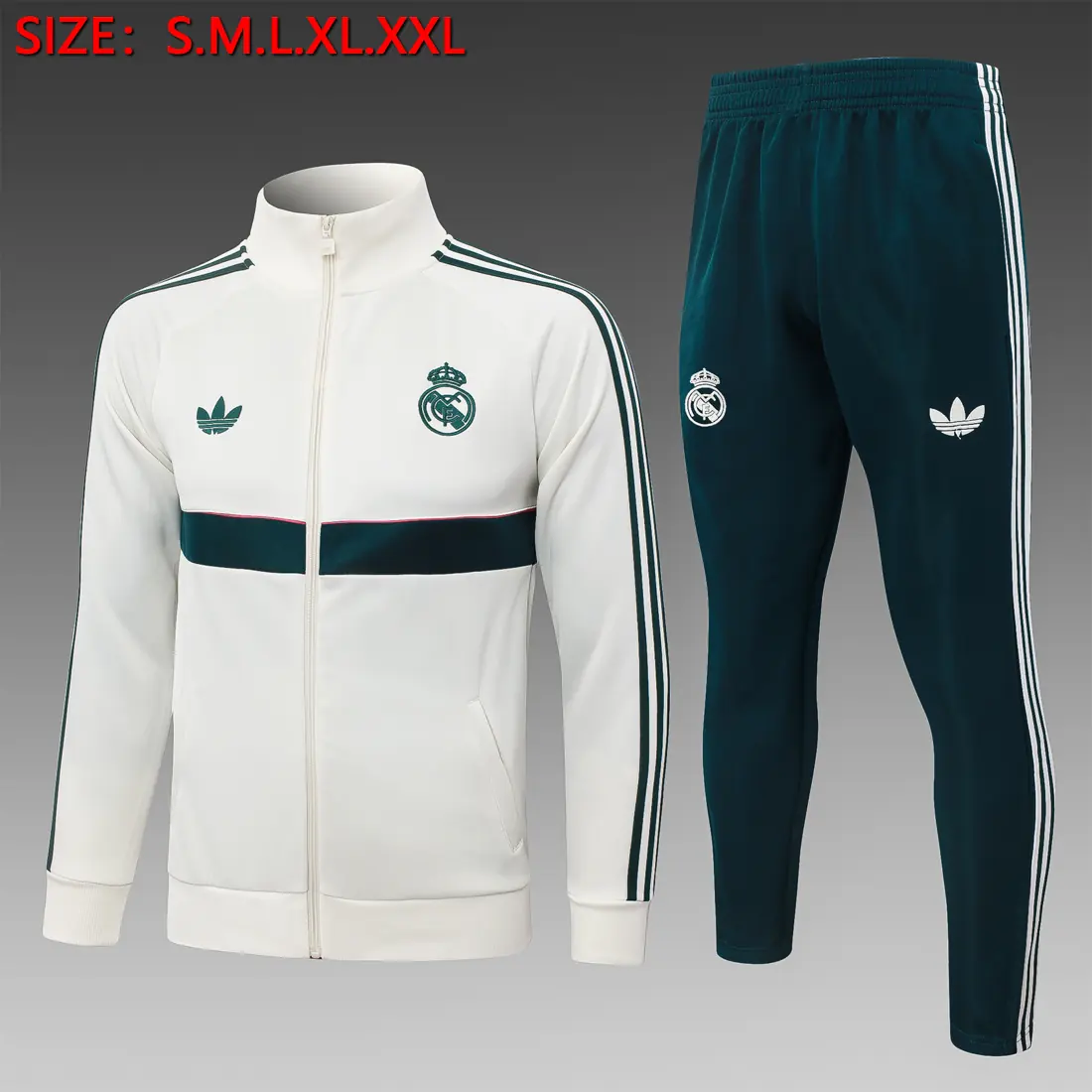 Foto 1 de A26092# 26/27 cremallera larga Real Madrid beige (con verde oscuro) Real Madrid
