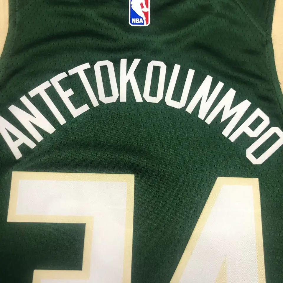 Foto 5 de Bucks de Milwaukee, cuello en V, verde, n.º 34 Giannis Antetokounmpo