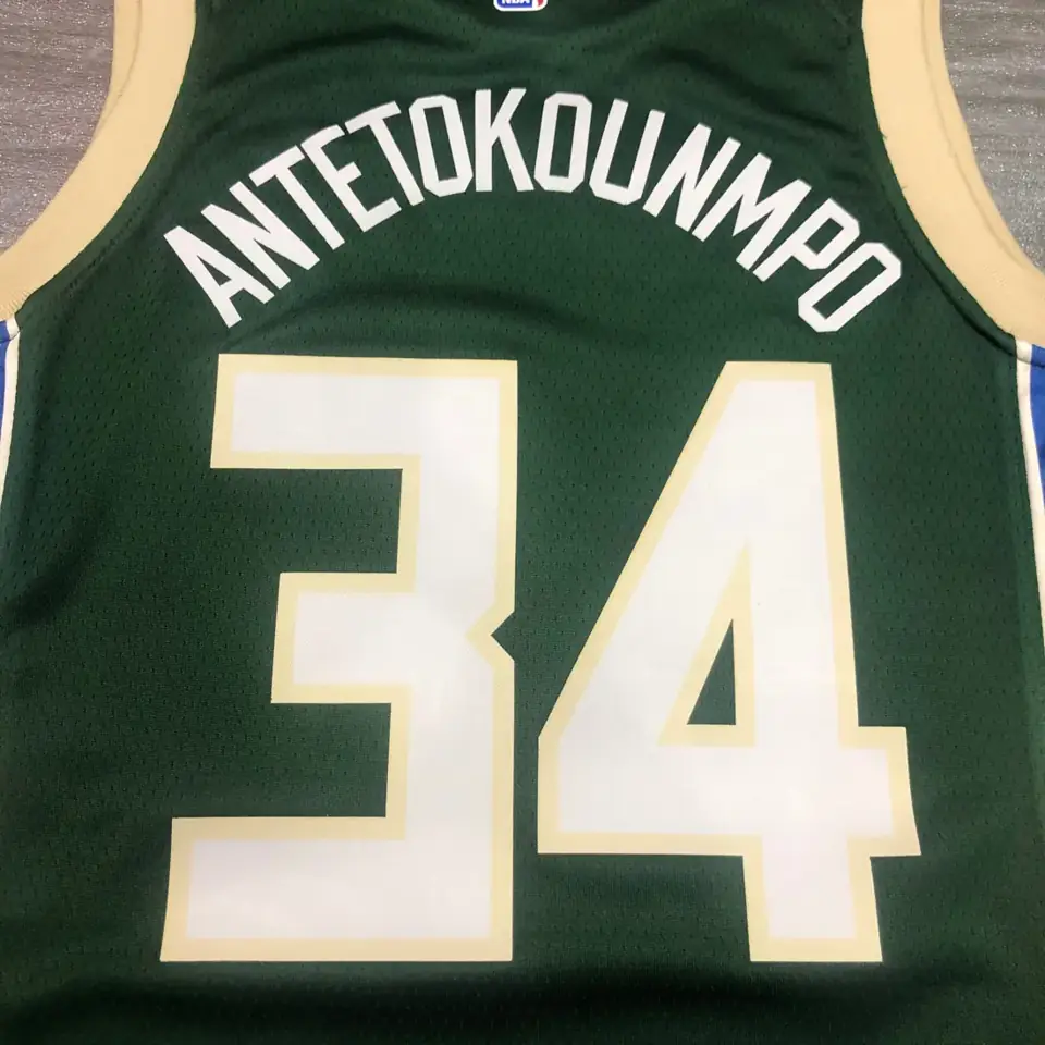 Foto 7 de Bucks de Milwaukee, cuello en V, verde, n.º 34 Giannis Antetokounmpo