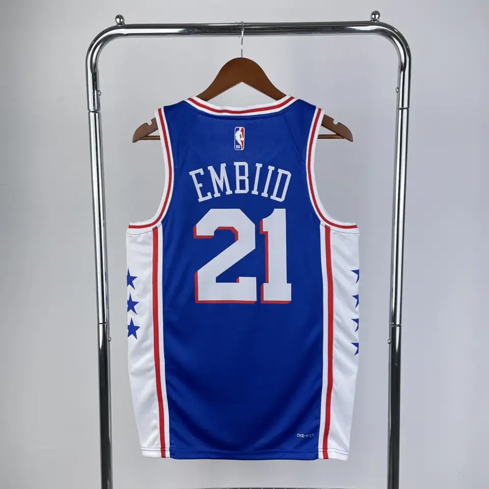 Foto 2 de Temporada 23 76ers cuello en V azul nº 21 Joel Embiid