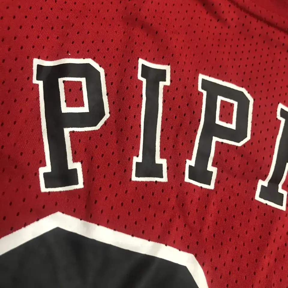Foto 6 de Mitchellness Bulls de Chicago rojo número 33 Pippen camiseta retro de malla de manga corta