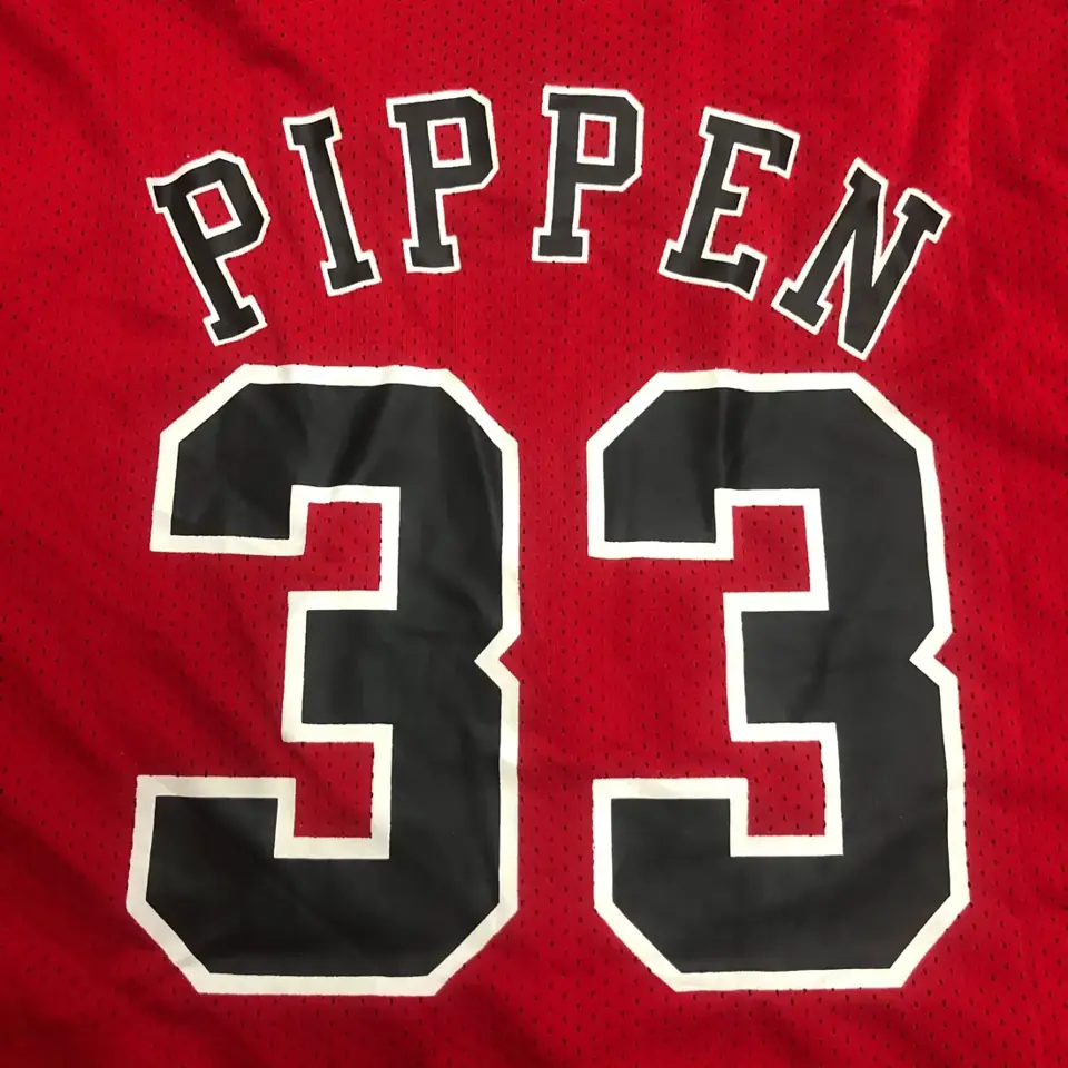 Foto 8 de Mitchellness Bulls de Chicago rojo número 33 Pippen camiseta retro de malla de manga corta