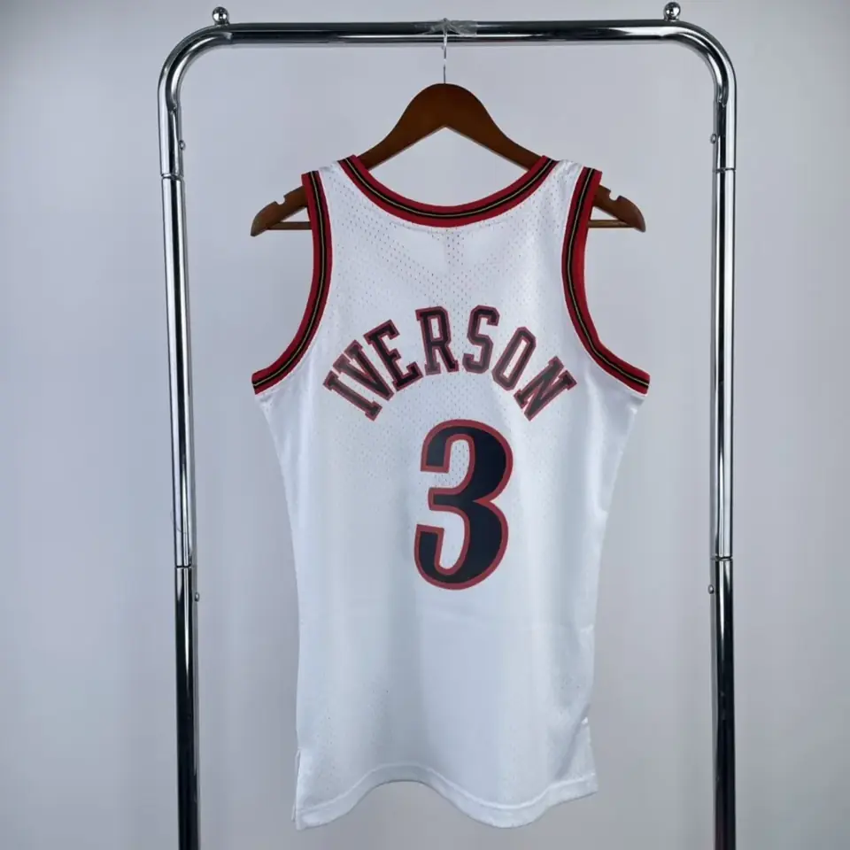 Foto 2 de Camiseta retro MN de termopresión: SW de los 76ers, temporada 98, blanca, nº 3 Iverson