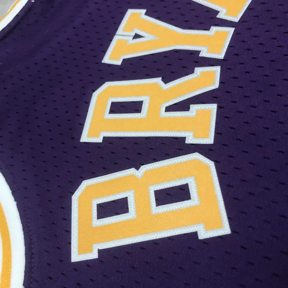 Foto 4 de Camiseta retro MN termo-prensada: SW Los Angeles Lakers temporada 96/97 cuello redondo morado n.º 8 Kobe