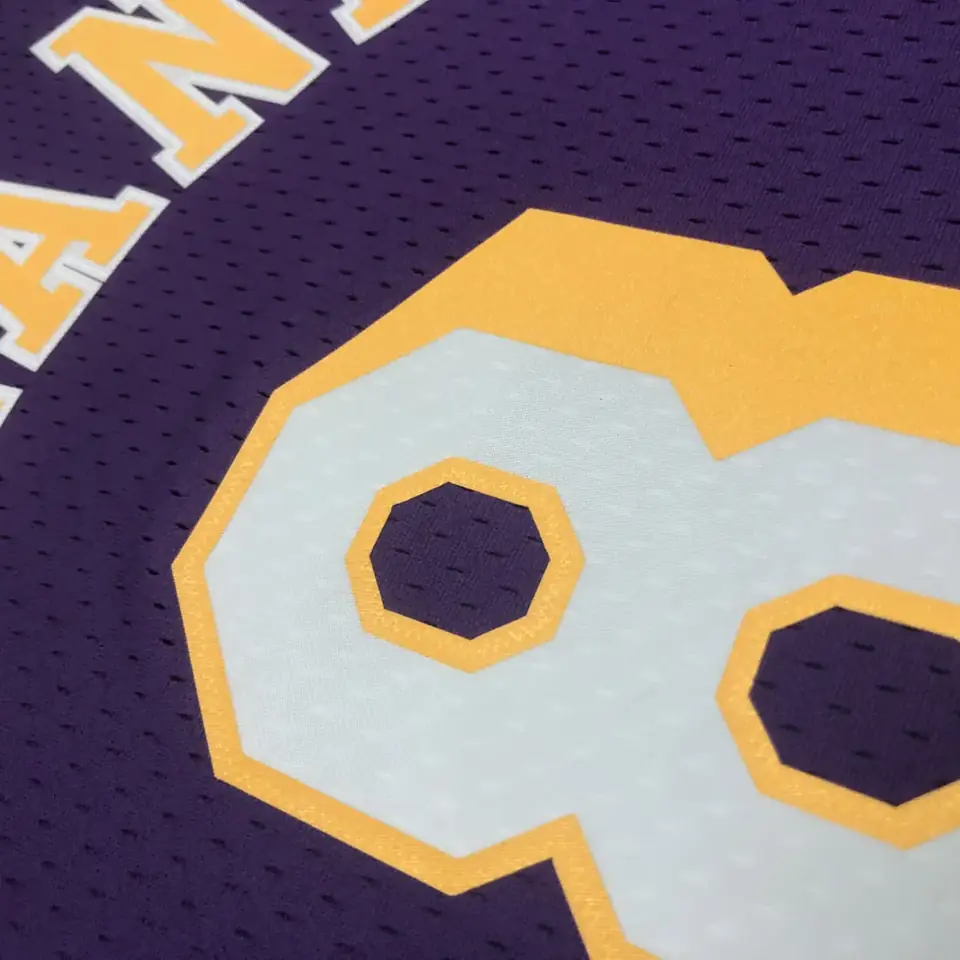 Foto 5 de Camiseta retro MN termo-prensada: SW Los Angeles Lakers temporada 96/97 cuello redondo morado n.º 8 Kobe