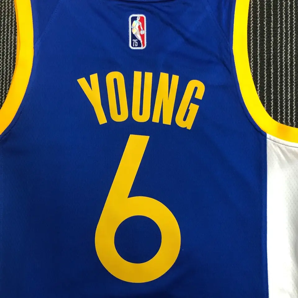 Foto 8 de 75 aniversario Warriors cuello en V azul número 6 Nick Young