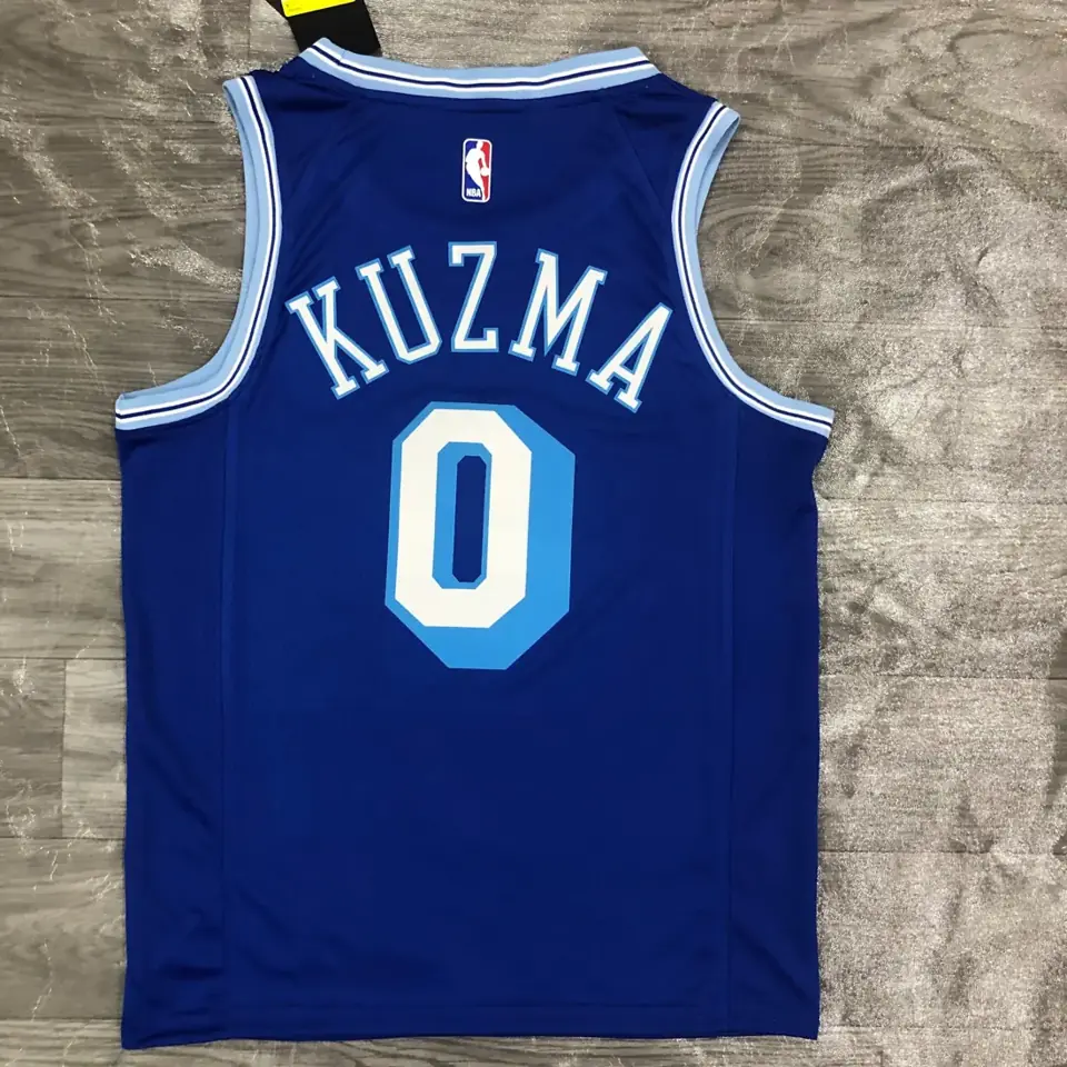 Foto 2 de Temporada 21 Lakers retro azul número 0 Kuzma