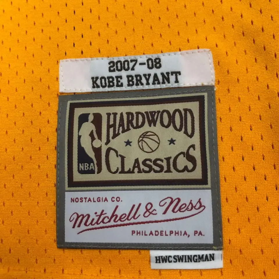 Foto 7 de MN camiseta retro termoimpresa: SW Lakers temporada 07/08 cuello redondo amarillo nº 24 Kobe Bryant