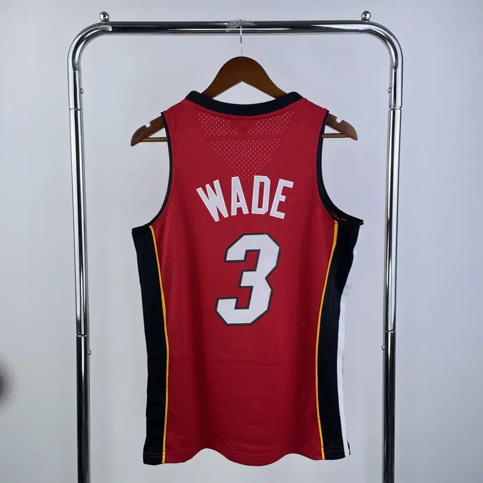 Foto 2 de Camiseta retro MN de termopresión: SW del Heat, temporada 05/06, roja, nº 3 Wade