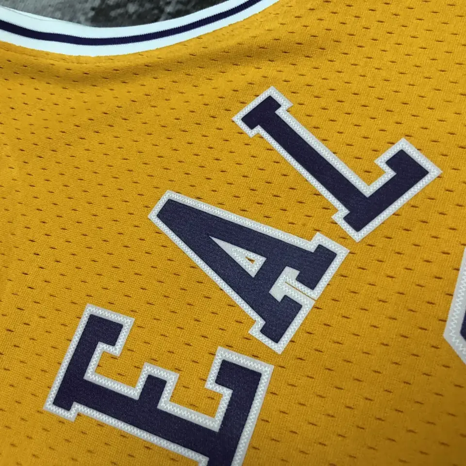 Foto 6 de Camiseta retro termosellada MN: SW de los Lakers temporada 96/97, cuello redondo, amarillo, número 34 O'Neal