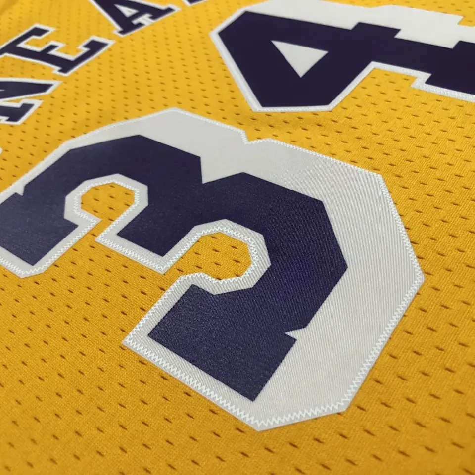 Foto 8 de Camiseta retro termosellada MN: SW de los Lakers temporada 96/97, cuello redondo, amarillo, número 34 O'Neal