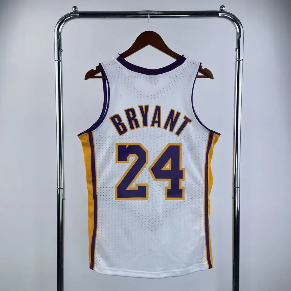 Foto 2 de MN camiseta retro termoimpresa: SW Lakers temporada 09/10 cuello en V blanco nº 24 Kobe Bryant