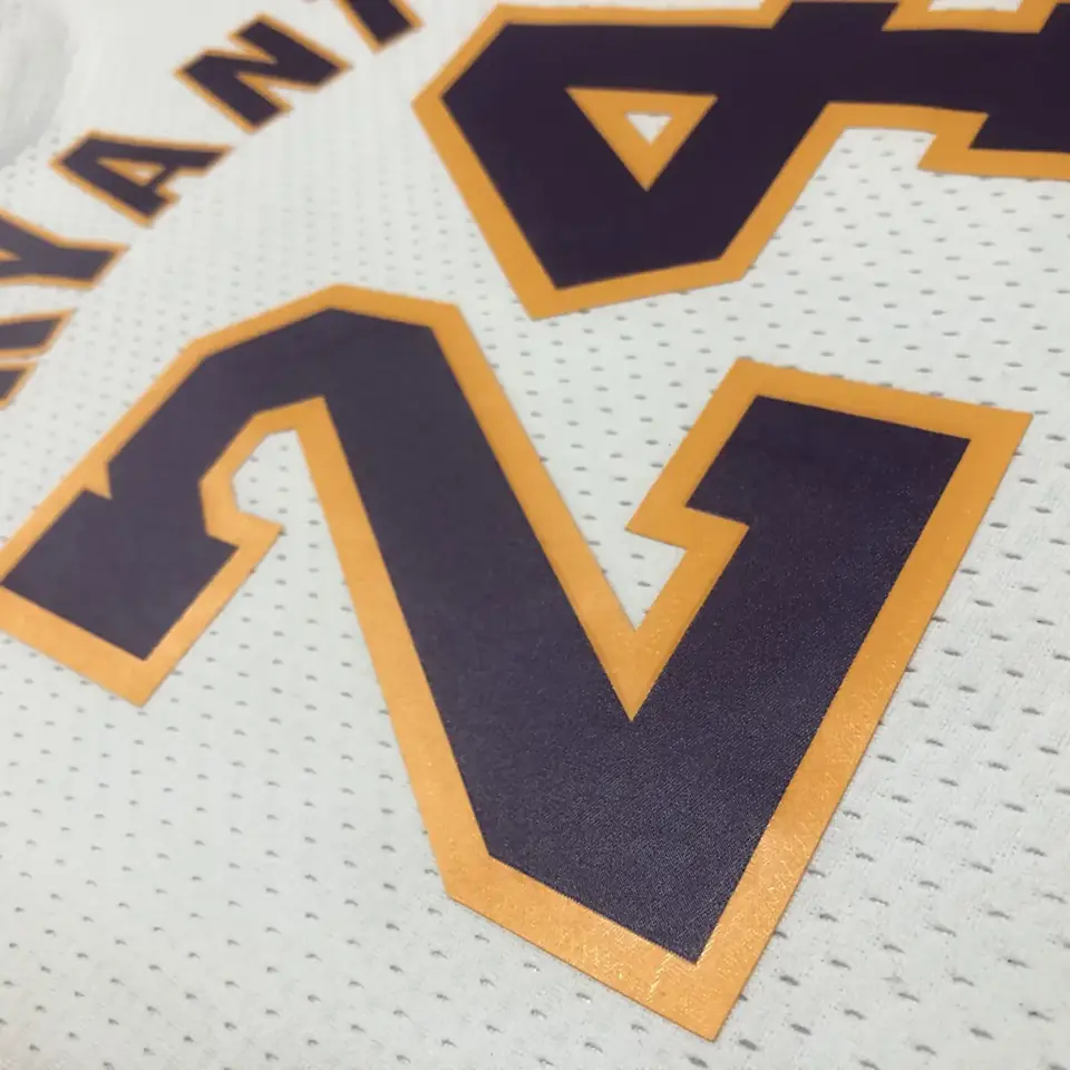 Foto 8 de MN camiseta retro termoimpresa: SW Lakers temporada 09/10 cuello en V blanco nº 24 Kobe Bryant