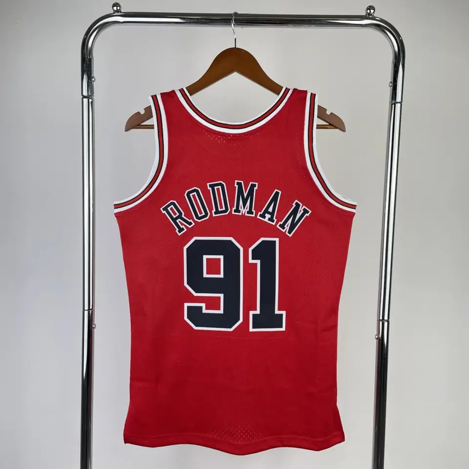 Foto 2 de MN camiseta retro termoimpresa: SW Chicago Bulls temporada 98 color rojo nº91 Rodman