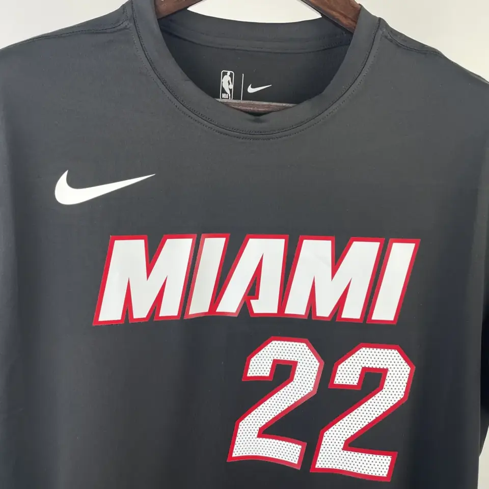 Foto 4 de Miami Heat negro n.º 22 Butler camiseta de manga corta de secado rápido