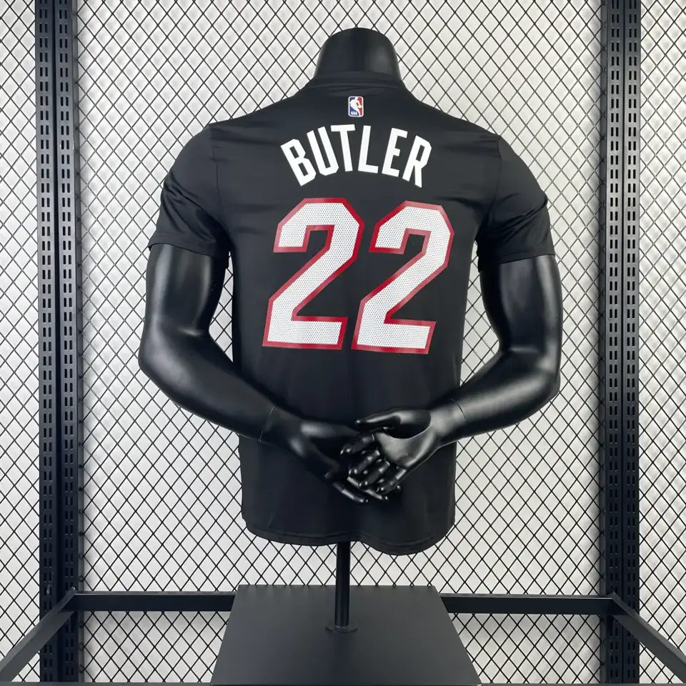 Foto 5 de Miami Heat negro n.º 22 Butler camiseta de manga corta de secado rápido