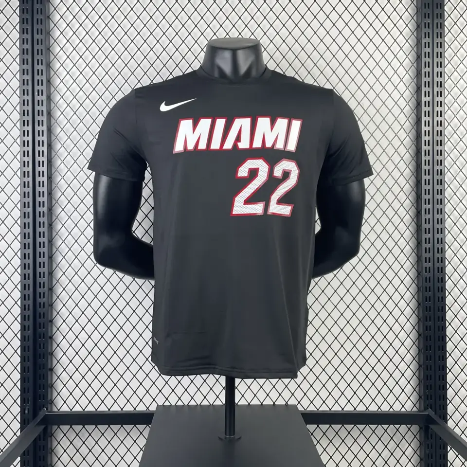 Foto 6 de Miami Heat negro n.º 22 Butler camiseta de manga corta de secado rápido