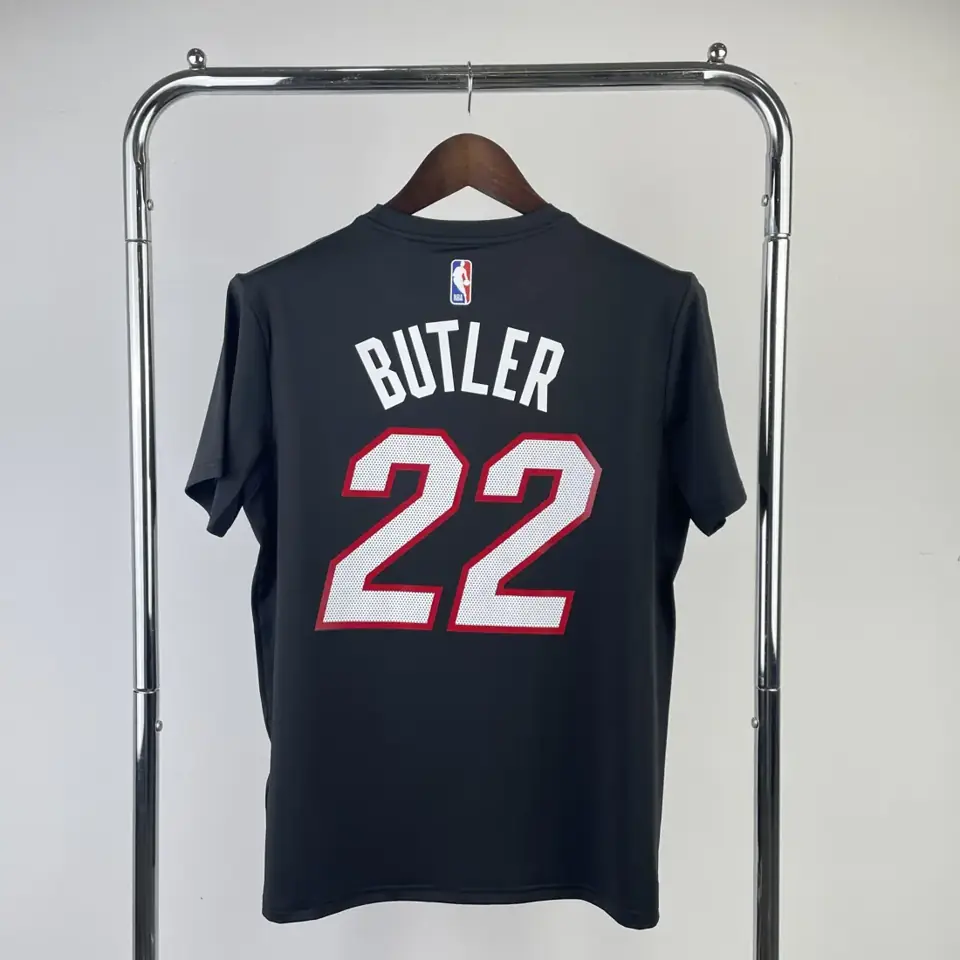 Foto 7 de Miami Heat negro n.º 22 Butler camiseta de manga corta de secado rápido