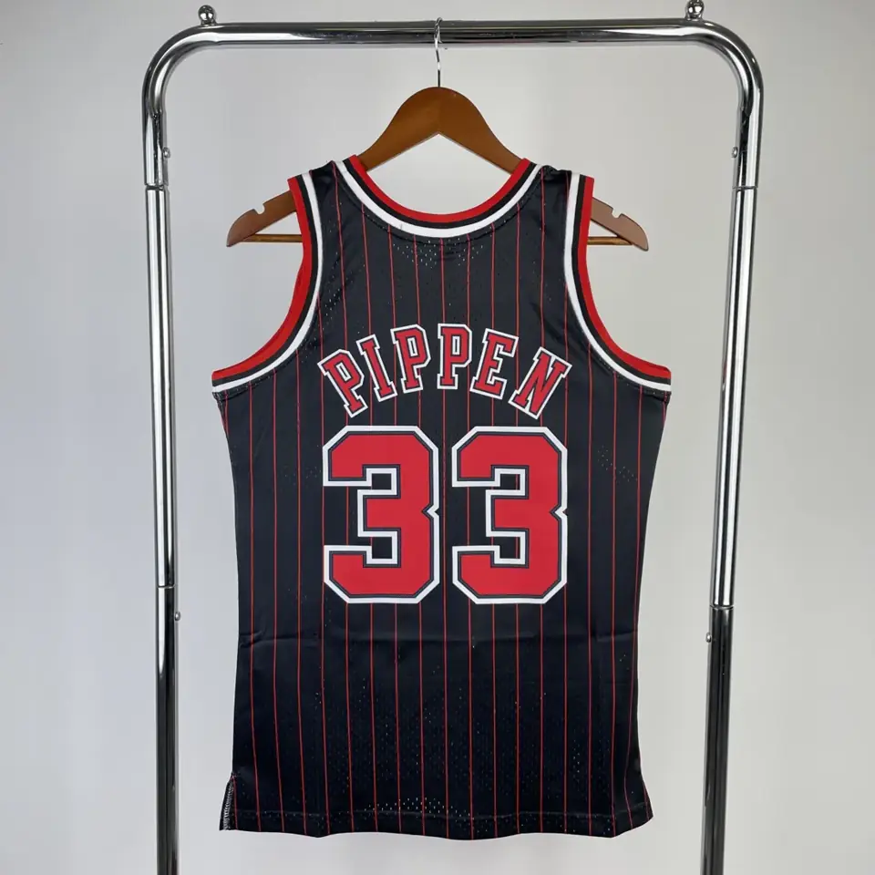 Foto 2 de MN camiseta retro termoimpresa: SW Chicago Bulls temporada 96 rayas negras nº23 Jordan