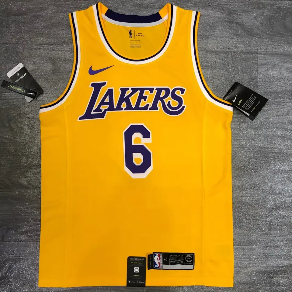 Foto 1 de Lakers de Los Ángeles amarillo cuello redondo n.º 6 LeBron James