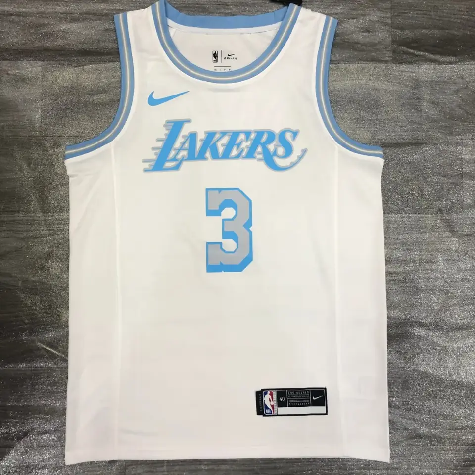 Foto 1 de Temporada 21 Los Angeles Lakers camiseta retro de cuello redondo edición limitada blanca n.º 3 Anthony Davis
