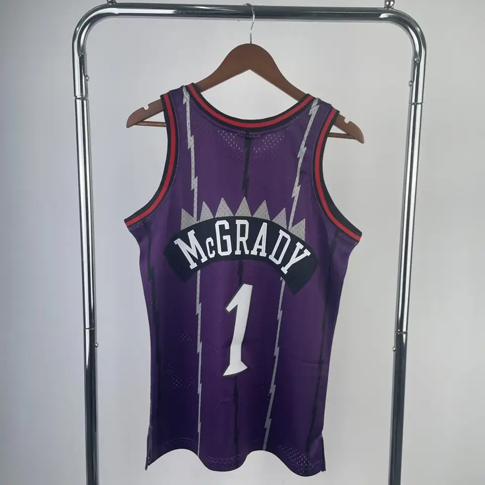 Foto 2 de Camiseta retro MN termoimpresa: SW Toronto Raptors temporada 99 morado nº 1 McGrady